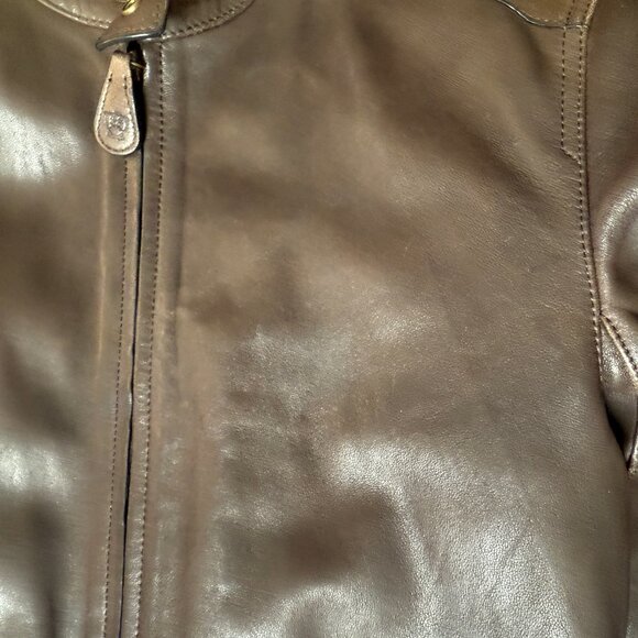 Massimo Dutti Brown Leather Moto Jacket - Picture 9 of 9